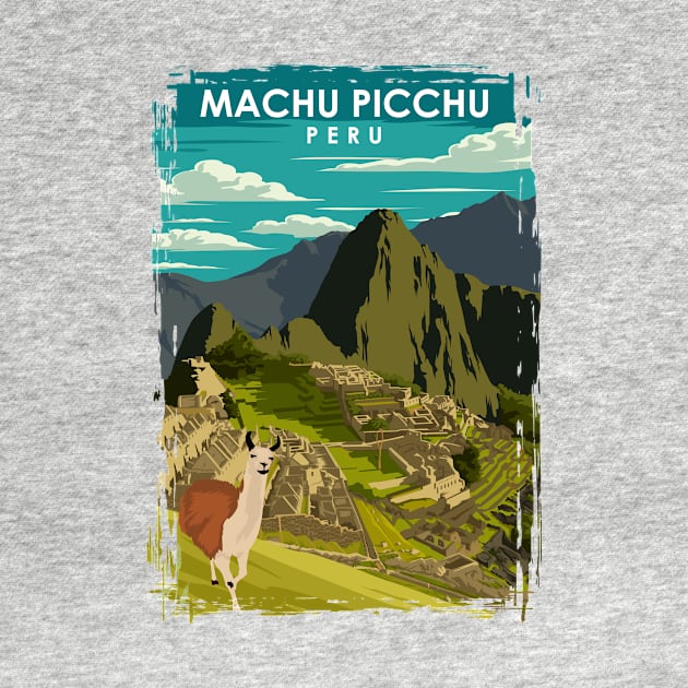 Machu Picchu Peru Vintage Minimal Retro Incan Travel Poster by jornvanhezik